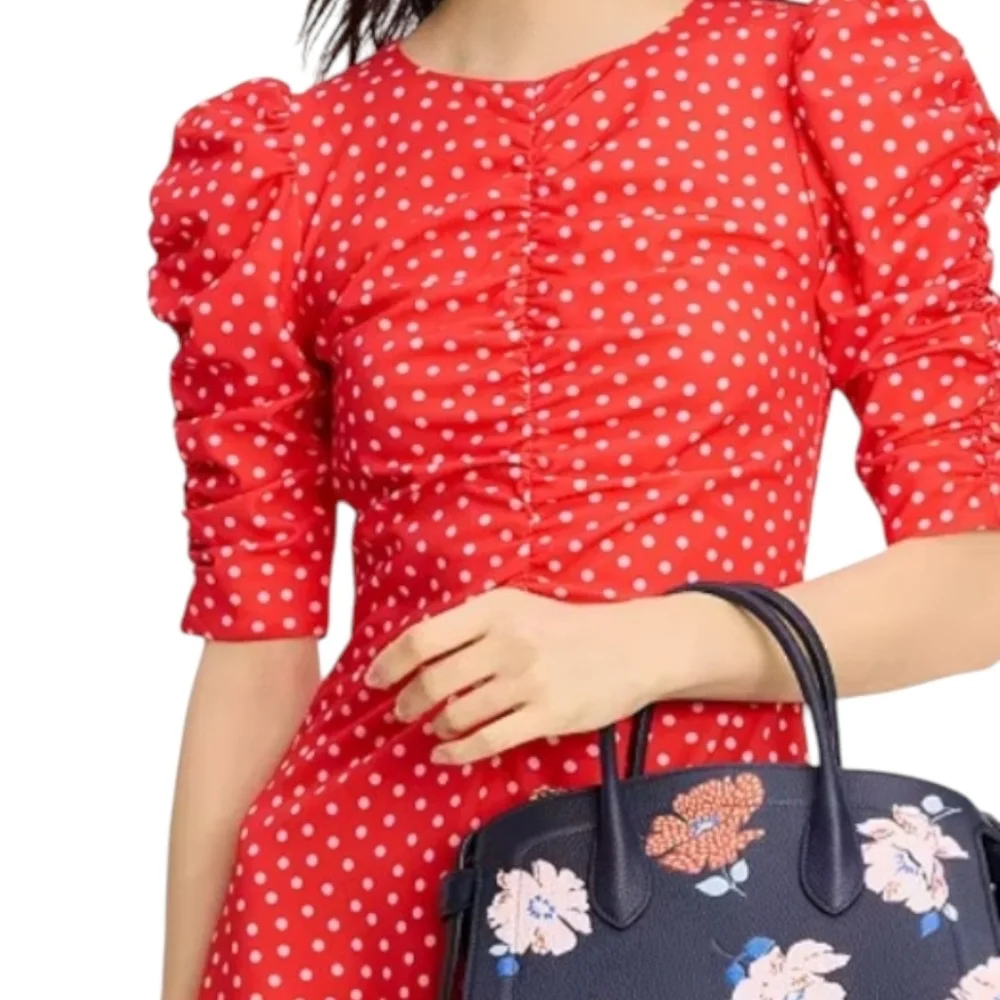 kate spade ♠️ Knott Dotty Floral Embossed Medium Zip-top Satchel bag purse Paris
